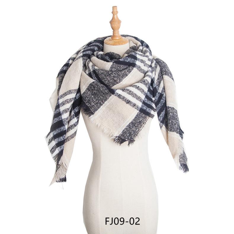 Осень и зима новый круглый шарф полиэстер с шипами шерсть двусторонний квадратный шарф в клетку женский шарф шаль