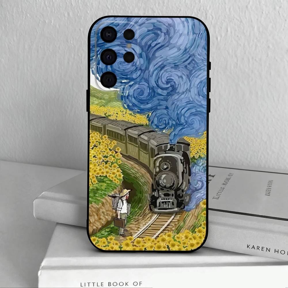 Чехол для телефона V-Van G-Gogh S-Звездные подсолнухи Для Samsung S25,S24,S21,S22,S23,S30,Ultra,S20,Plus,Другие Мягкий черный чехол