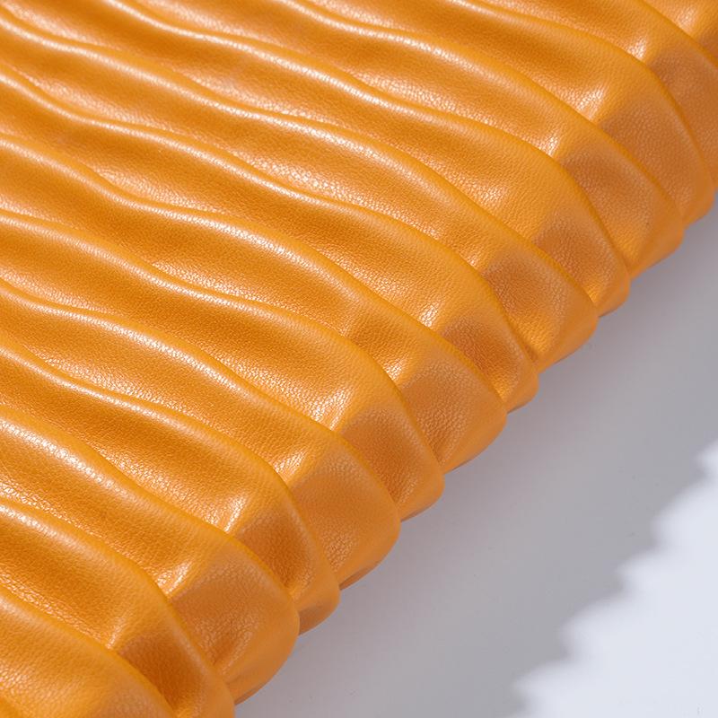 Беспроводная стеганая 3D тисненая плиссированная ПУ дышащая водонепроницаемая эластичная ткань для одежды, сумок и обуви