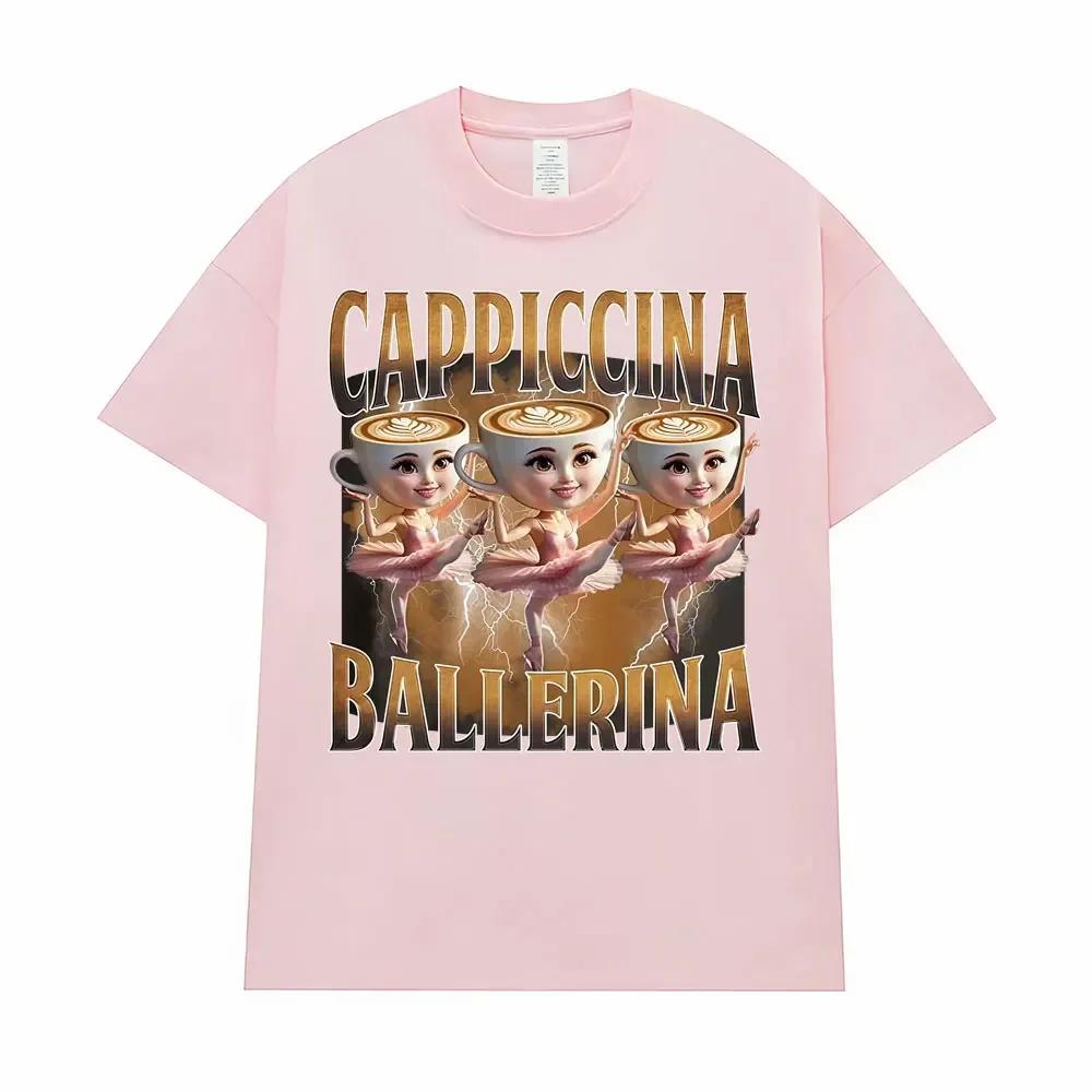 Ballerina Capuchina Funny Coffee Meme T Shirts Men Women Summer Pop Vintage Short Sleeve T-shirts Aesthetic Casual Humor T-shirt