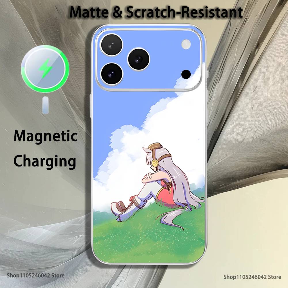 P-Красивый Аниме D-Дерби Милый Для iPhone 17,16,15,14,13,12,11,Pro,Max,Plus Прозрачный Белый Чехол для Телефона Магнитная Беспроводная Зарядка
