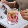 Кружка кофейная стеклянная с двойными стенками и ручкой, стакан с красочным лепестковым дизайном, креативная термокружка для горячих и холодных напитков, для капучино, латте, эспрессо