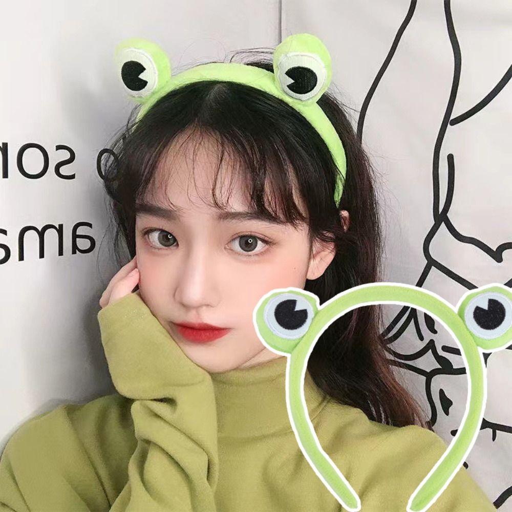 Cute Green Frog Headband Funny Plush Hair Hoops New Cartoon Wash Headband  Girls