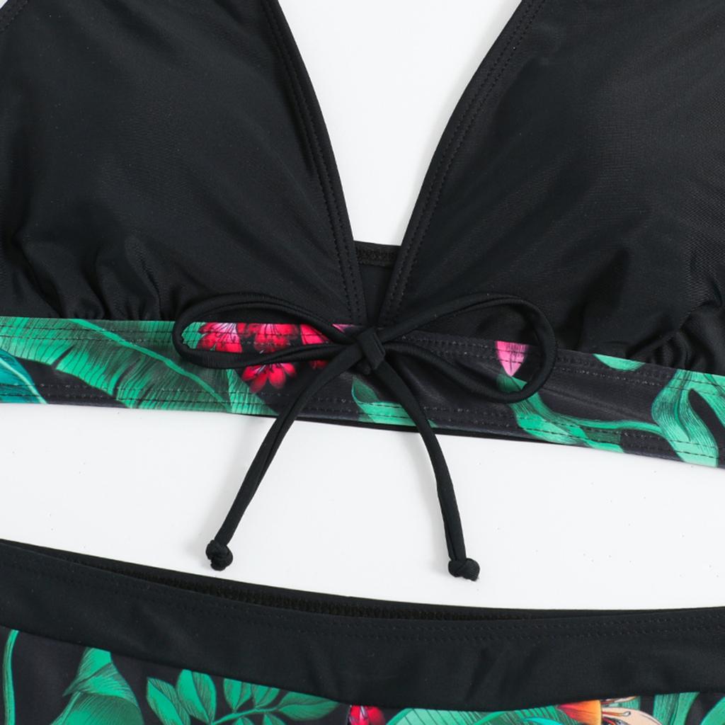 Women's Paneled Printed Swimsuit Ladies Split Boxer  High Waist Swimsuit Two-Piece Set