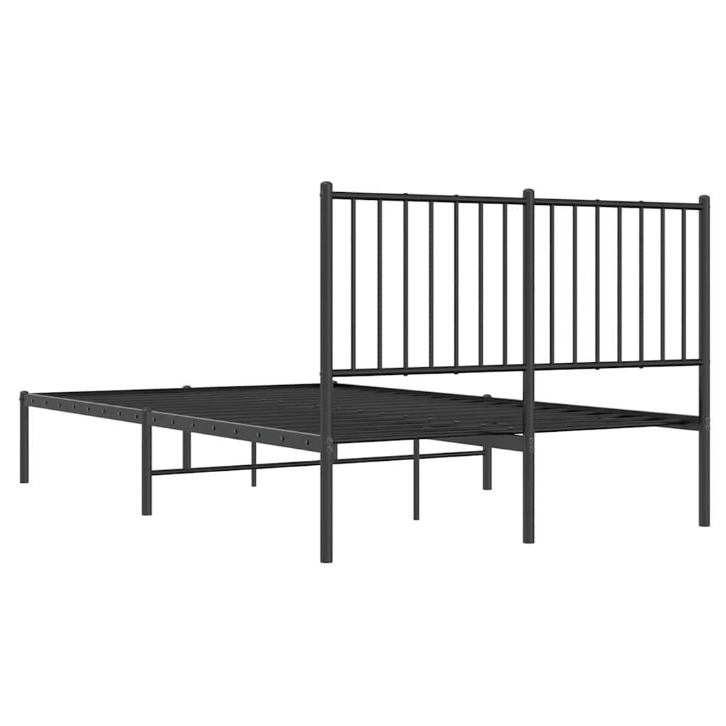 Metal Bed Frame with Headboard Black 120 x 200 cm