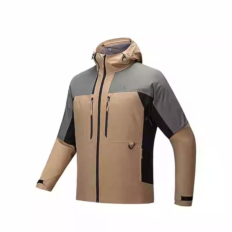 Anta Серия Outdoor Storm Armor Цветной блок На молнии С капюшоном Удобная Универсальная Повседневная Водонепроницаемая Куртка Мужская Куртка Фэн-Ю-Коричневый 152516607-3