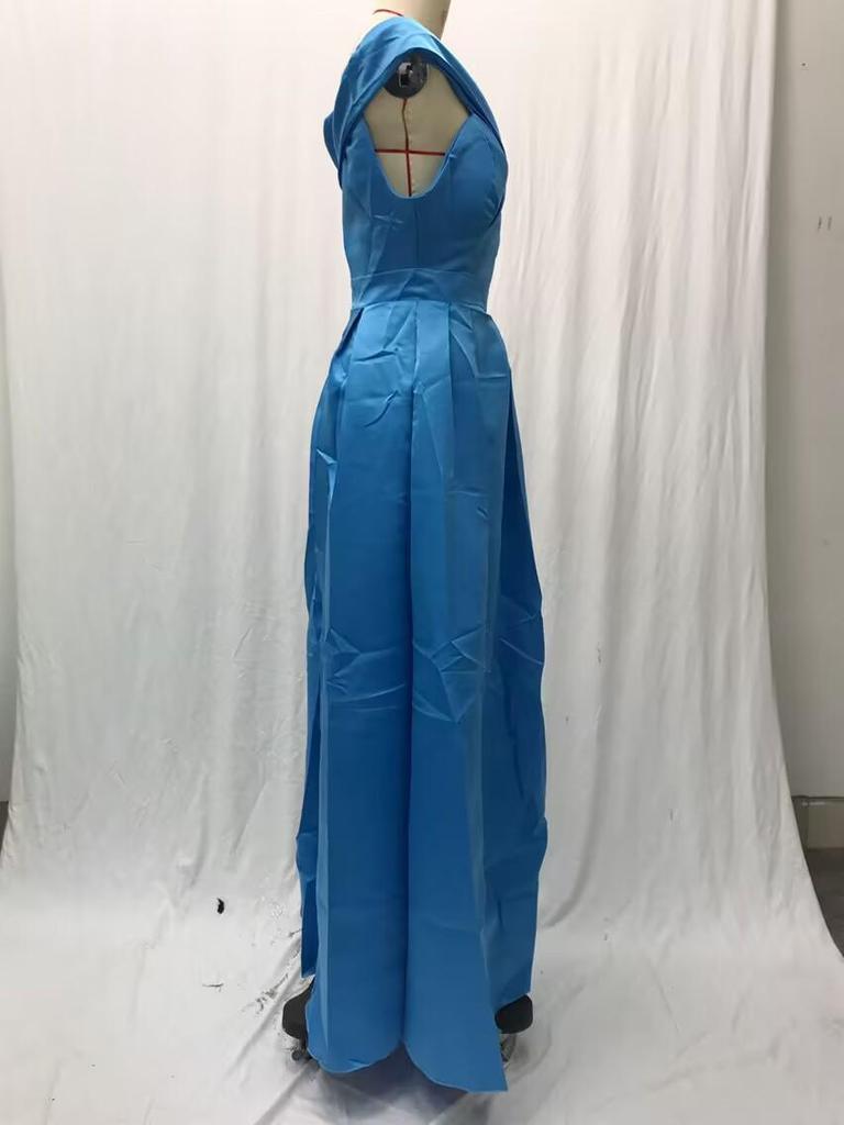 Women's 2025 Summer Satin Deep V-neck Evening Dress - Multi-color European & American Style