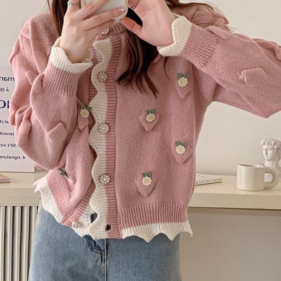 Милый свитер, кардиган, женский топ 2023, весенне-осенний вязаный кардиган, женский дизайн, свитер для маленькой толпы, женское пальто