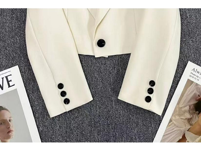 2025 Женский Универсальный Маленький Однотонный Пиджак-Жакет с Длинным Рукавом