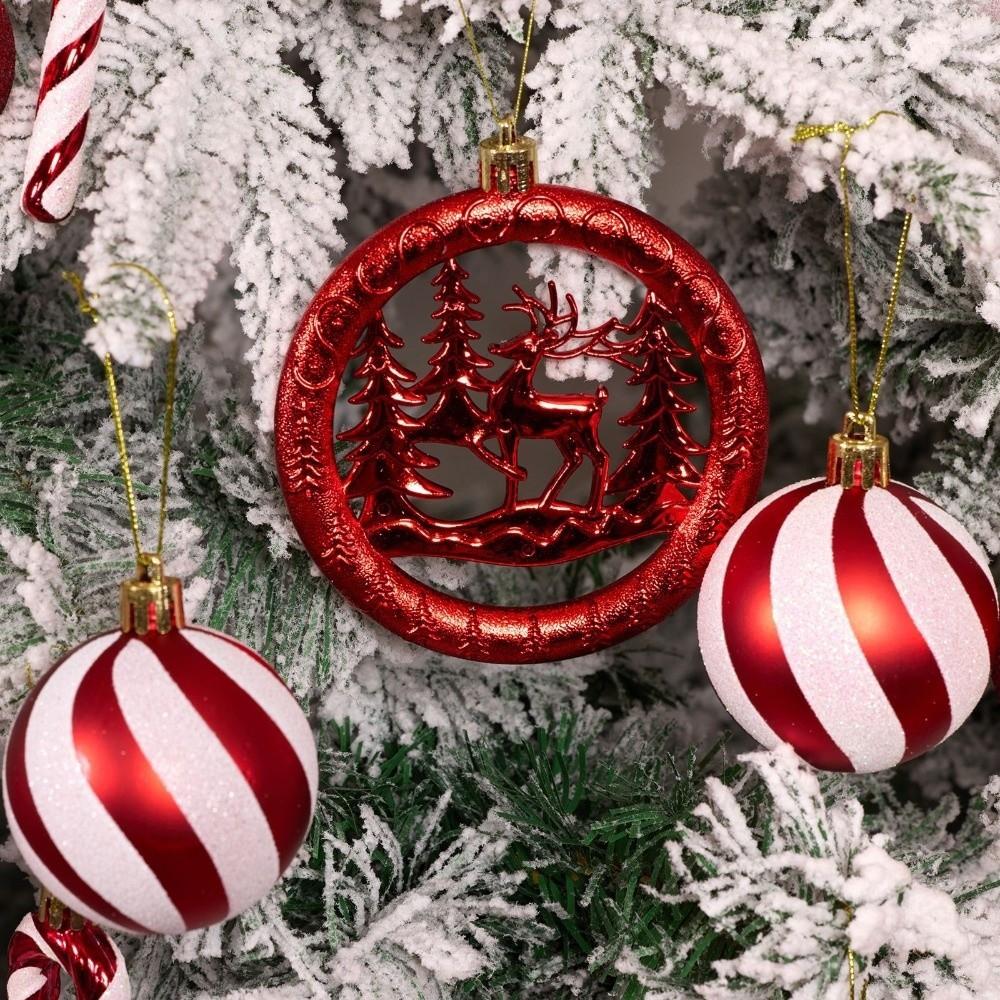 3Pcs Round Pancake Shaped Christmas Tree Hanging Pendant Christmas Tree Decoration