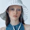Poesiedame LINEN WIDE BUCKET HAT IN STRIPE BLUE