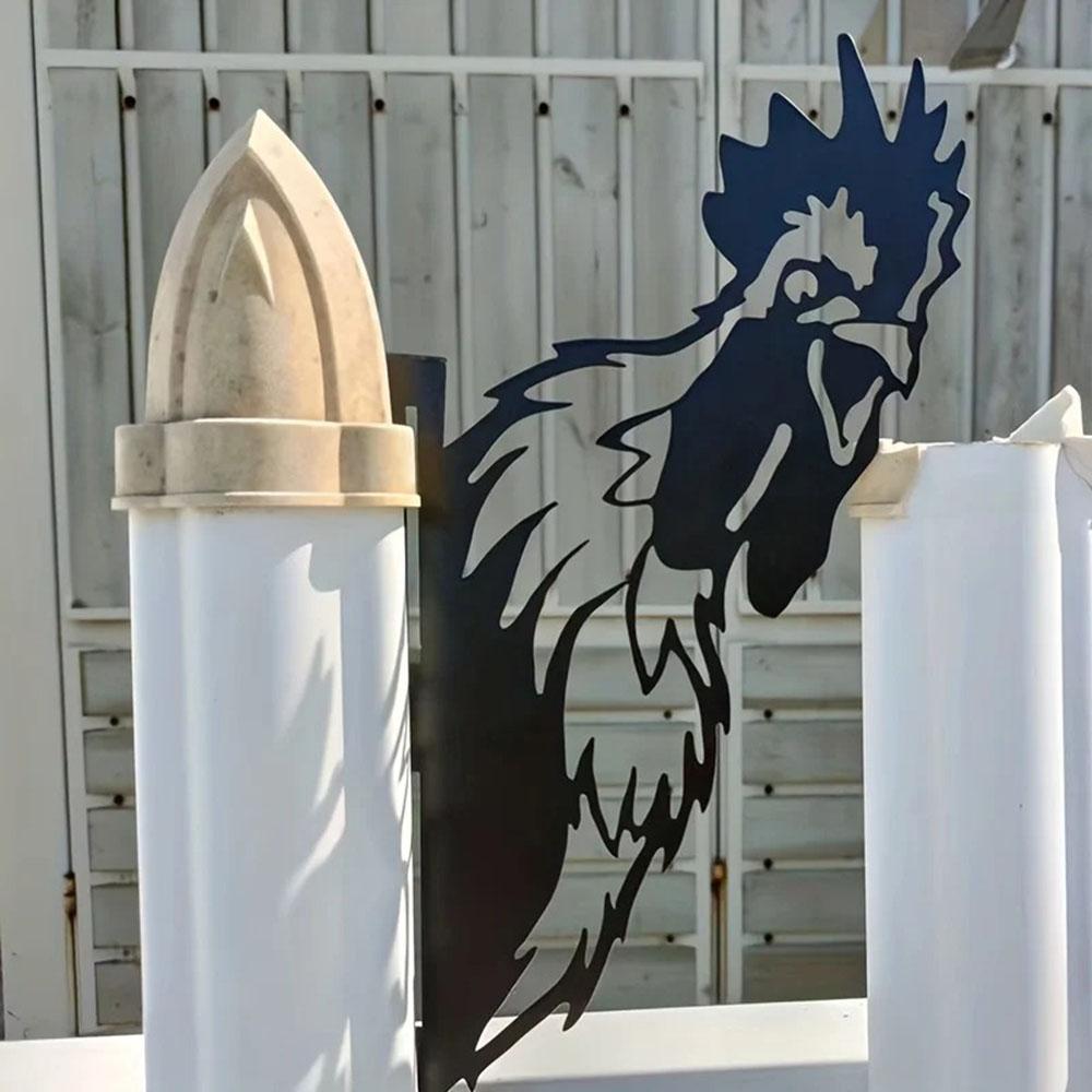 Подглядывающий силуэт головы животного на куриной ферме из железа - наружный декор из металла для садового забора и животноводства