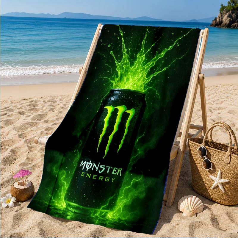 Пляжное полотенце Monster Drink, Супермягкая микрофибра, Идеальный подарок для нее/него, На день рождения, Для бассейна, пляжа, путешествий, Декор пляжной вечеринки