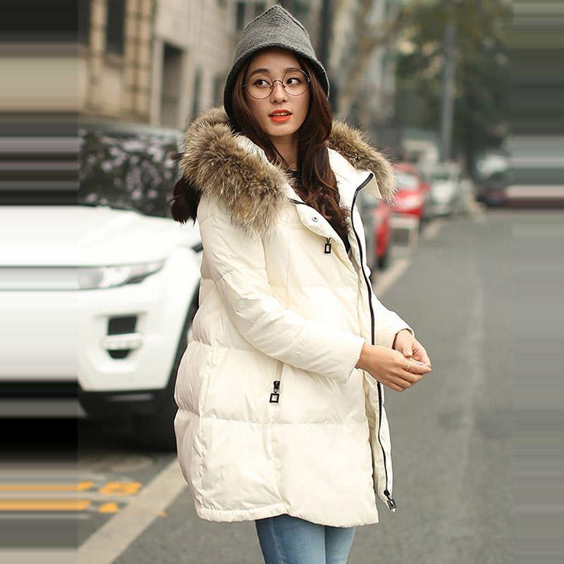 Womens Long Sleeve Down Jacket Winter Coat With Hood And Fur Collar Warm Stylish Outerwear For Women