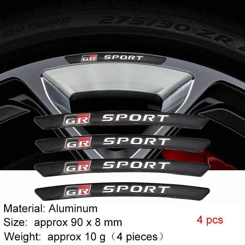 4 шт. Алюминиевая наклейка на колесо автомобиля с логотипом GR Sport для Yaris CH R RAV4 Corolla Hilux GR Gazoo Racing Наклейка Аксессуары