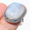 Подарочное кольцо из чистого серебра 925 пробы с натуральным радужным лунным камнем S.9 Q7w81