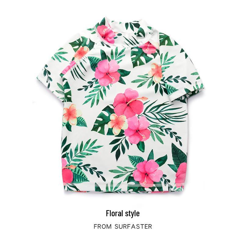 Kids' Sun Protection Two-Piece: Short Sleeve Casual Beachwear & Loose Pants for Boys & Girls