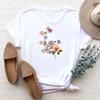 (Asian Size)  Tee Top Fashion Flower Lovely Style Cute Trend Women Print T Shirt Woman Summer Female T Clothing Short Sleeve Graphic T-shirts