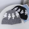New cute cat jacquard knitted wool hat female source autumn and winter warm cold hat showing face small headhat
