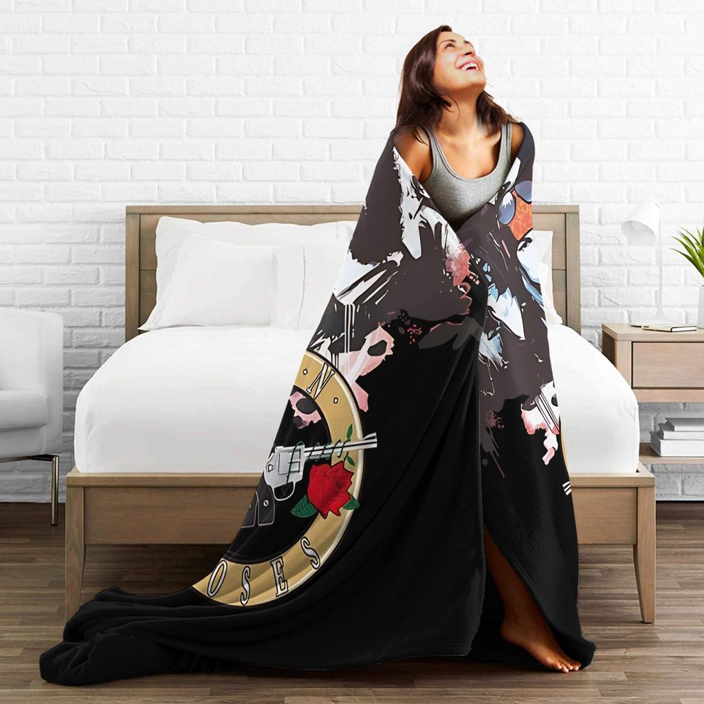 Guns N Roses Band Blanket Decorative Flannel Throw Blanket For Couch Bed Soft Warm Custom Quality Bedspread Gift