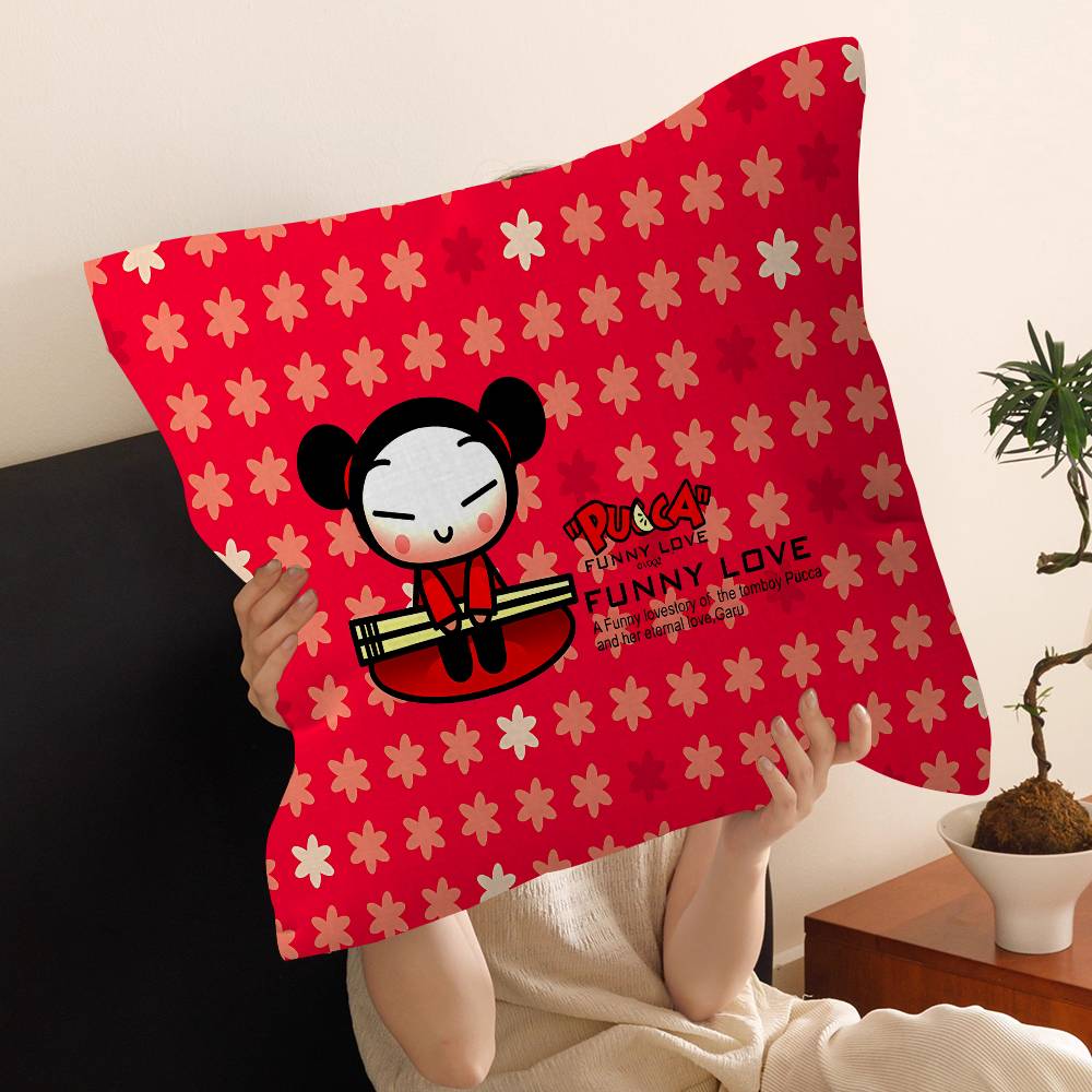 Cute Cartoon Pucca Garu Pillowcase Toon Gift Cushion Cover Bedroom Home Sofa Chair Seat Decor Pillow Case