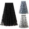 Сетчатая юбка с цветочным принтом для женщин, эластичная плиссированная длинная юбка с высокой талией, повседневная элегантная модная свободная юбка, дышащая легкая удобная юбка