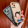 For iPhone 16 15 14 13 12 11 Pro Max XS Max XR X SE 8 7 Cartoon Funny Girl Pattern Soft Silicone Full Lens Protect Phone Case