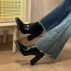 Модные женские кожаные ботильоны на высоком каблуке, сексуальные массивные элегантные туфли, женские зимние ботинки челси 2025 года, модные новые зимние женские ботинки