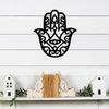 1pc Hamsa Hand Wall Art – Black Classic Decor for Living Room, Elegant Indoor Decoration, Stylish Metal Wall Art for Any Space