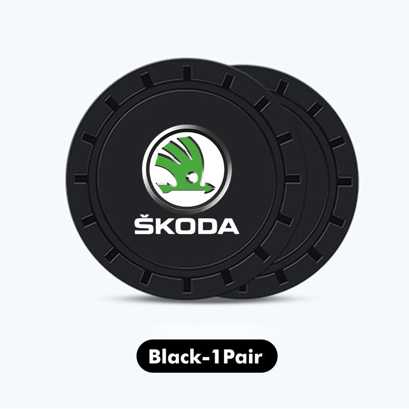 DECL5 Car Waterproof Anti Slip Water Cup Mat Auto Interior Accessories For Skoda Fabia 1 2 Octavia a7 RS Superb Rapid Yeti Karoq