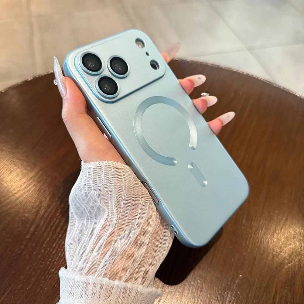 For Magnetic Phone Case For For Iphone 17 16 Pro Max Lens Protection Matte Cases For For Iphone 1 14 13 17 Pro Max Cover