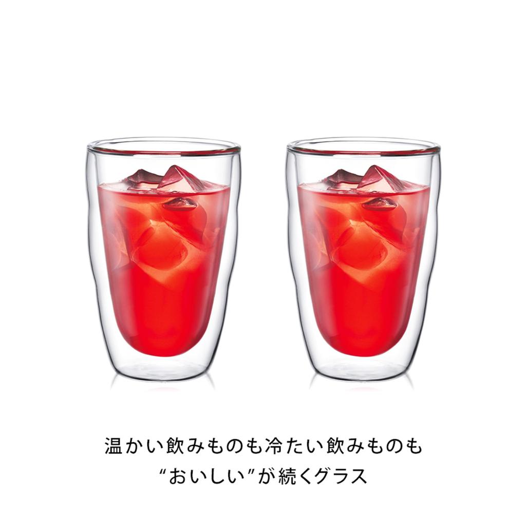 BODUM Pilatus Double-Wall Glasses, 350ml, Set of 2, Insulates Hot or Cold Drinks, Double-Walled, Microwave and Oven Safe, Dishwasher Safe [Authentic]