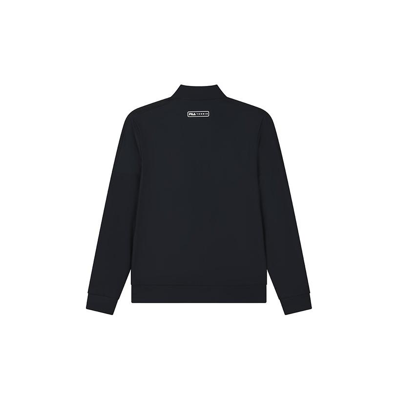 Fila Athletics Solid Color Logo Tennis Professional Sports Knitted Stand Collar Jacket Men Jacket Royal-Blue A11M223501F-NV