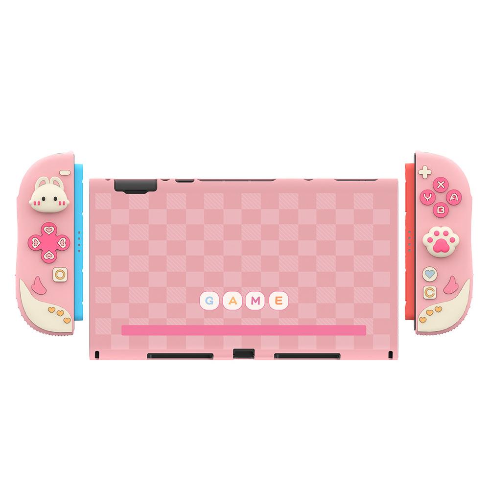 Прекрасный защитный чехол для Switch 2 Kawaii Розовая защитная оболочка Совместимая задняя крышка консоли и силиконовый чехол для ручек Милый