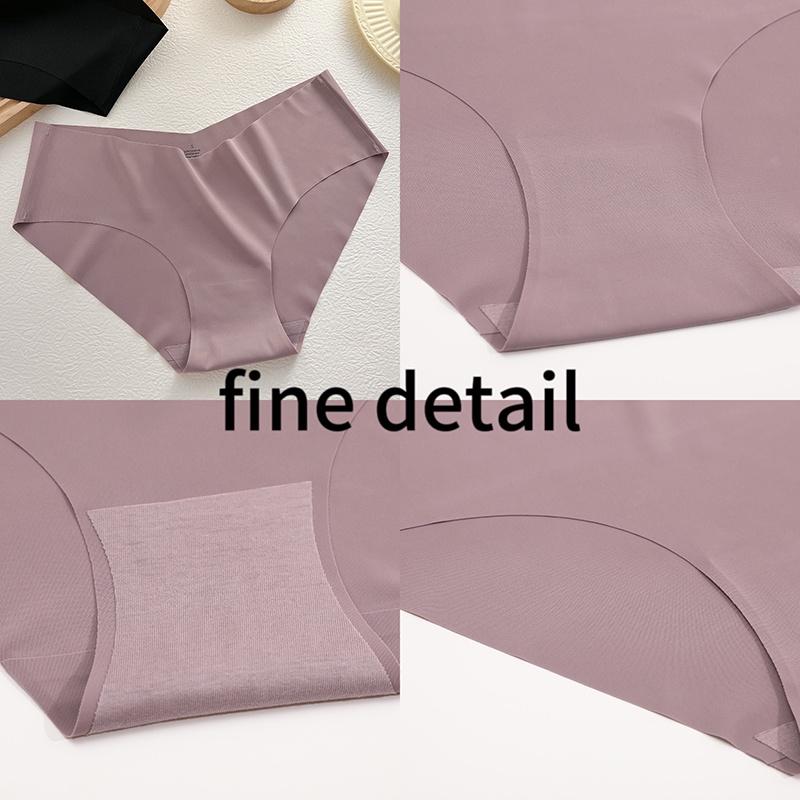 Ice Silk Seamless Panty for Women Deep-V Design One-piece Breathable Mid Rise Sexy Panties Panty