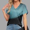 Blouses For Women Dressy Casual, Fashion Print Short Sleeve Retro Print T-Shirt Unique Design  V-Neck Oversized Tshirts