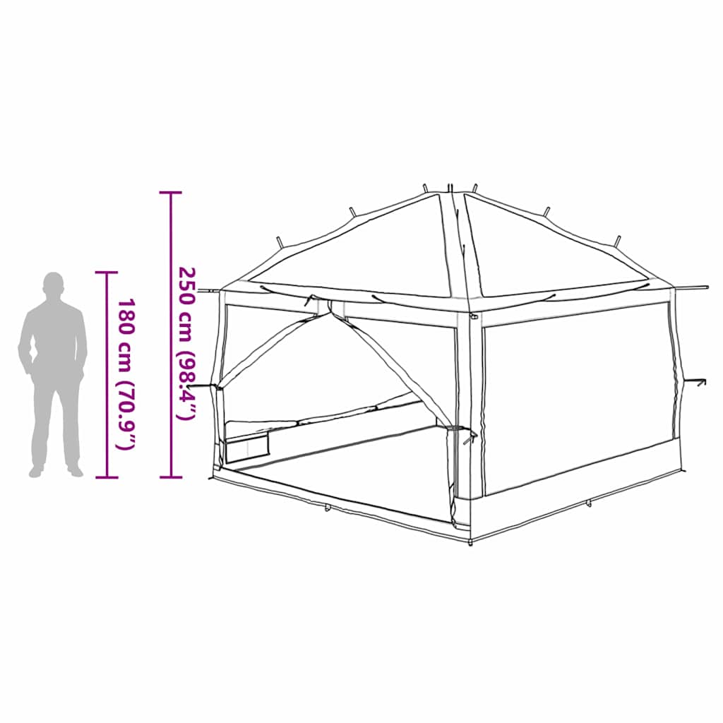 Inner Tent for 7 Persons Gray and Orange 300 x 300 x 250 cm