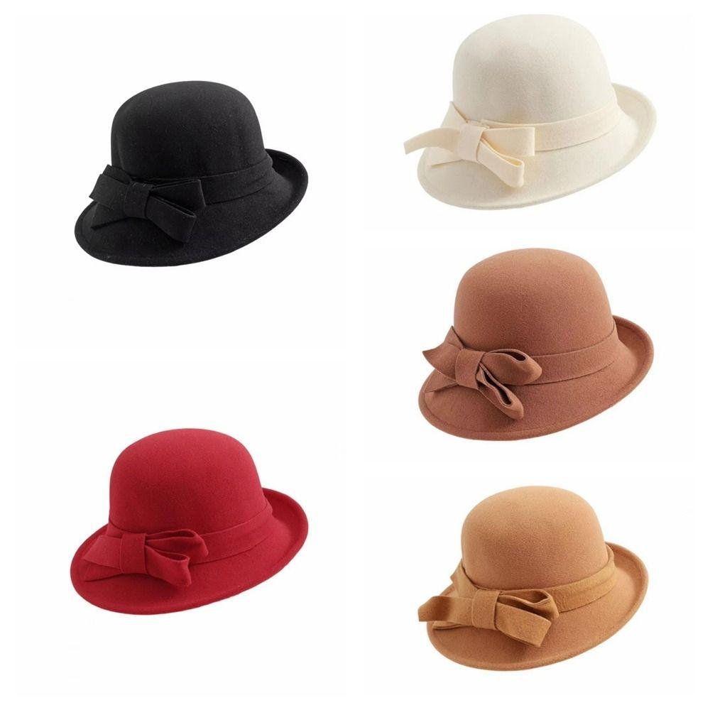 Фетровая шерстяная шляпа-ведро Бандана-шляпа с бантом Траурная шляпа Изысканная черная шляпа-топпер Женская
