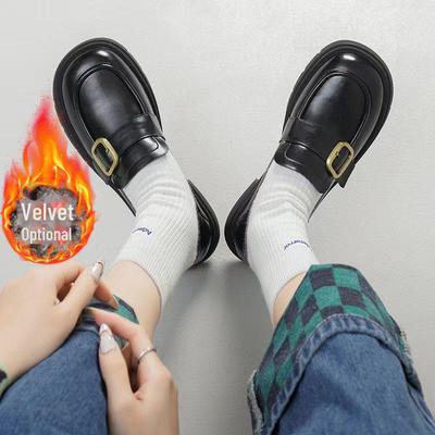 Женские стильные черные кожаные туфли на плоской подошве с квадратной пряжкой на осень/зиму 2022 года