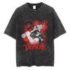 Washed Berserk Cotton Mens Vintage Japan Anime Oversize Shirts Streetwear Summer Short Sleeve TShirt Loose Cotton Tops