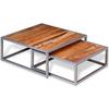 2 piece coffee table set solid acacia wood