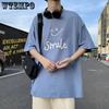 Summer Short-sleeved T-shirt Men's Wildly Popular Trend Ins Style Students Loose Japanese Youth Personality Short Thin Tops