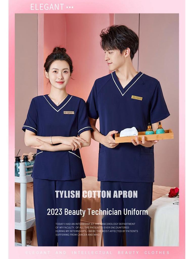 Unisex High-End Spa & Sauna Uniform Set for Beauty Technicians and Postpartum Recovery Specialists.