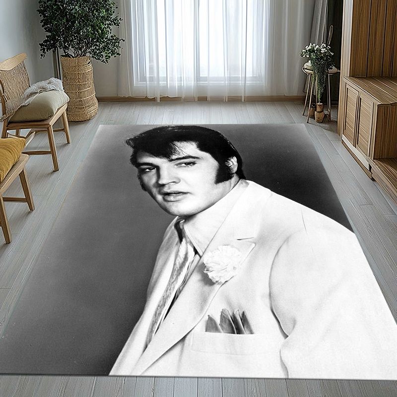 Vintage E-Elvis Graceland Rock 'n' Roll Soft Non-Slip Area Rug for Living Room,Bedroom Playroom Carpet Mat for Sofa,Home Decor