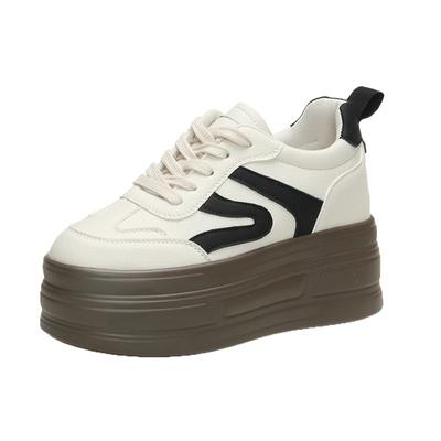 Женские маленькие белые туфли на толстой подошве 8,5 см, новинка осени 2024 года, дышащие, для отдыха, спортивные, кеды, обувь для моральной подготовки