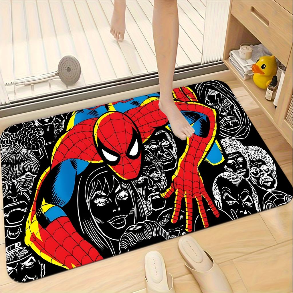 1pc Marvel Themed Printed Doormat, Flannel Machine-Washable Rectangular Rug, Decorative Door Mat, Kitchen Mat, Outdoor Mat, W
