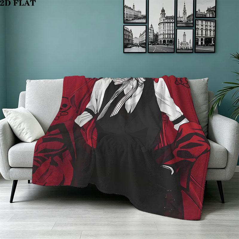1PC Black Butler Patterned Flannel Blanket Suitable For All Seasons For Home Decor Warmth And Comfort Gifts Holiday Present