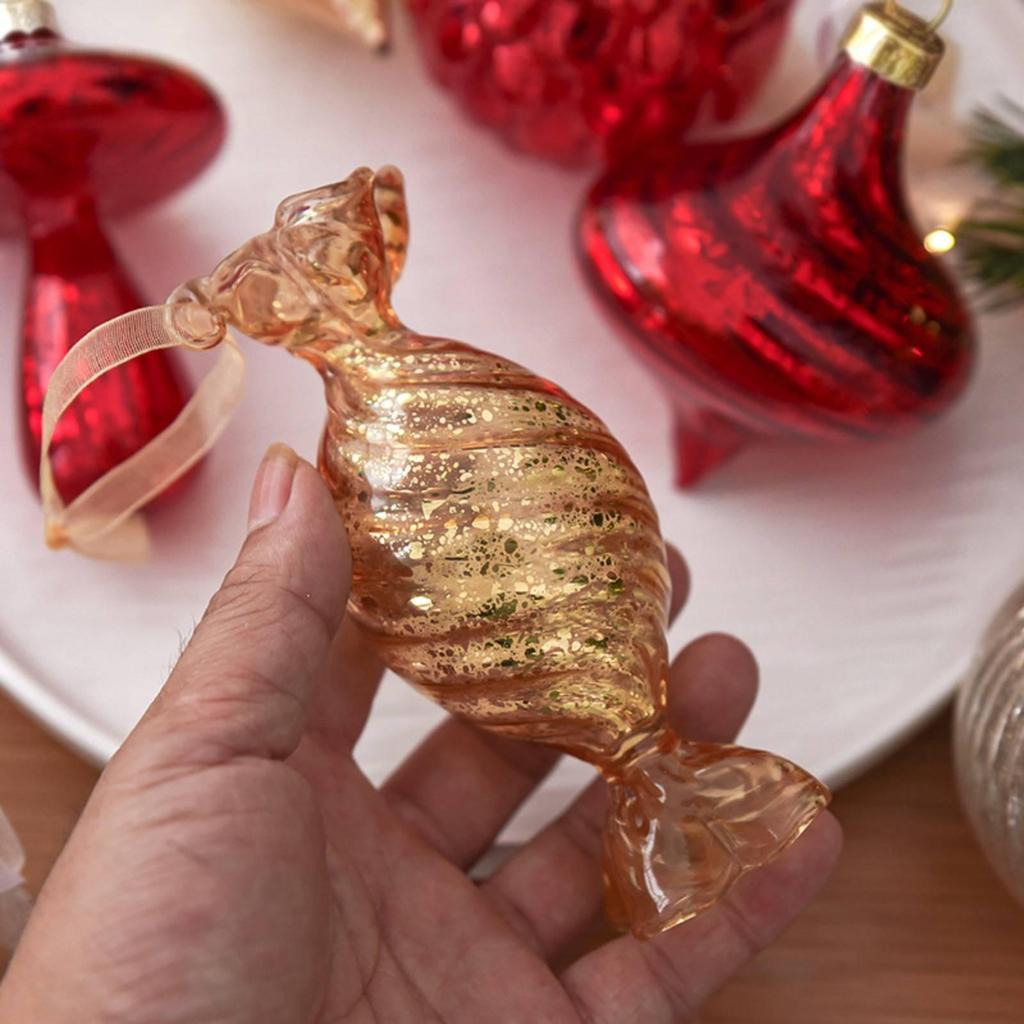 6 штук текстурированное стеклянное украшение на елку с подвесной лентой легкое sculpted