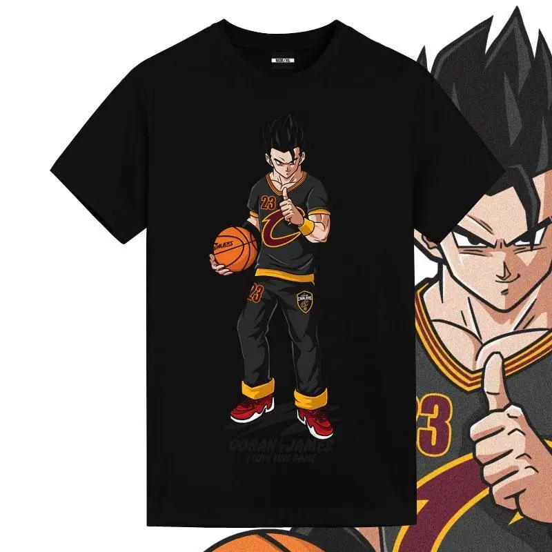 Summer Dragon Ball Collaboration Men Kids Tshirt Super Saiyan Goku Anime Basketball Sport Shortsleeved Brand Streetwear Tops