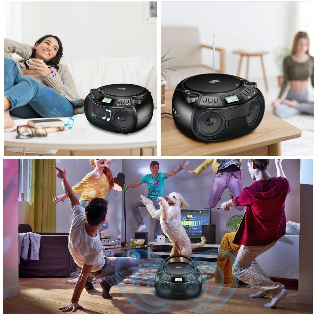 Gueray CD Player, Bluetooth, Built-in Dual Speakers, AMFM Radio, USB Playback, AUX Function, Call AnswerReject, Program Playback, Portable CD Player,